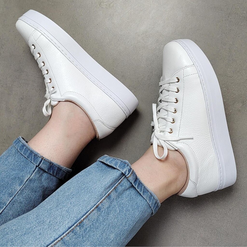 Tênis Casual Feminino Em Couro Junin
