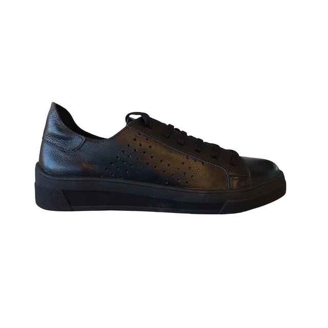 Tênis Casual Feminino em Couro Sola Preta Flatform