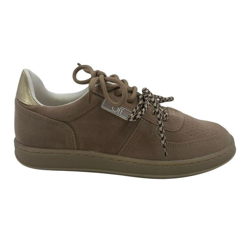 Tênis Casual Feminino Offline Camurça Bege 24360 - Areia 39