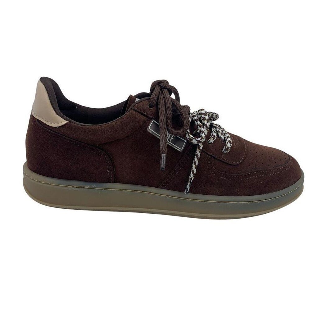 Tênis Casual Feminino Offline Camurça Marrom 24360 - Marrom 35