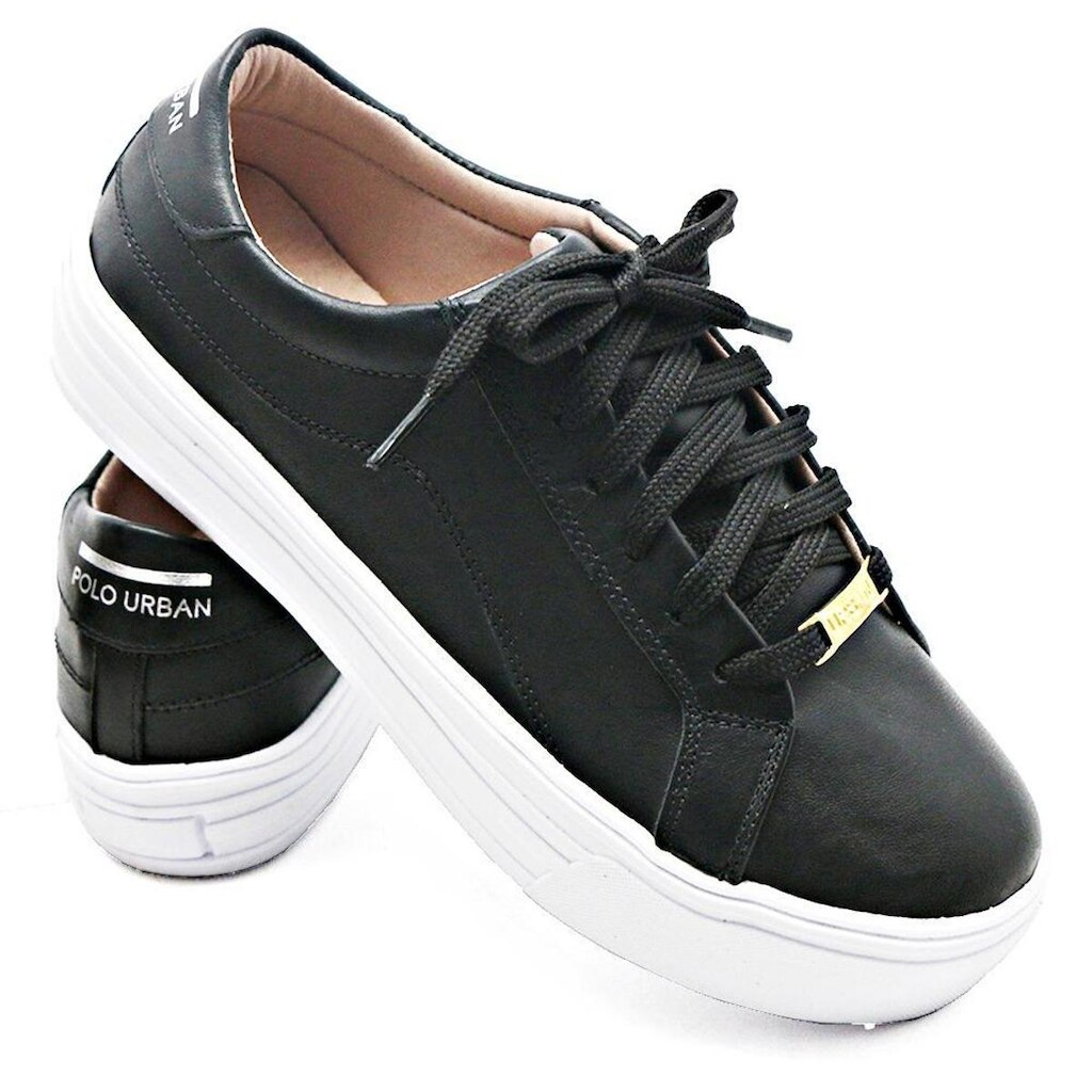 Tenis Casual Feminino Sapatenis Polo Urban Couro Legítimo Confortável