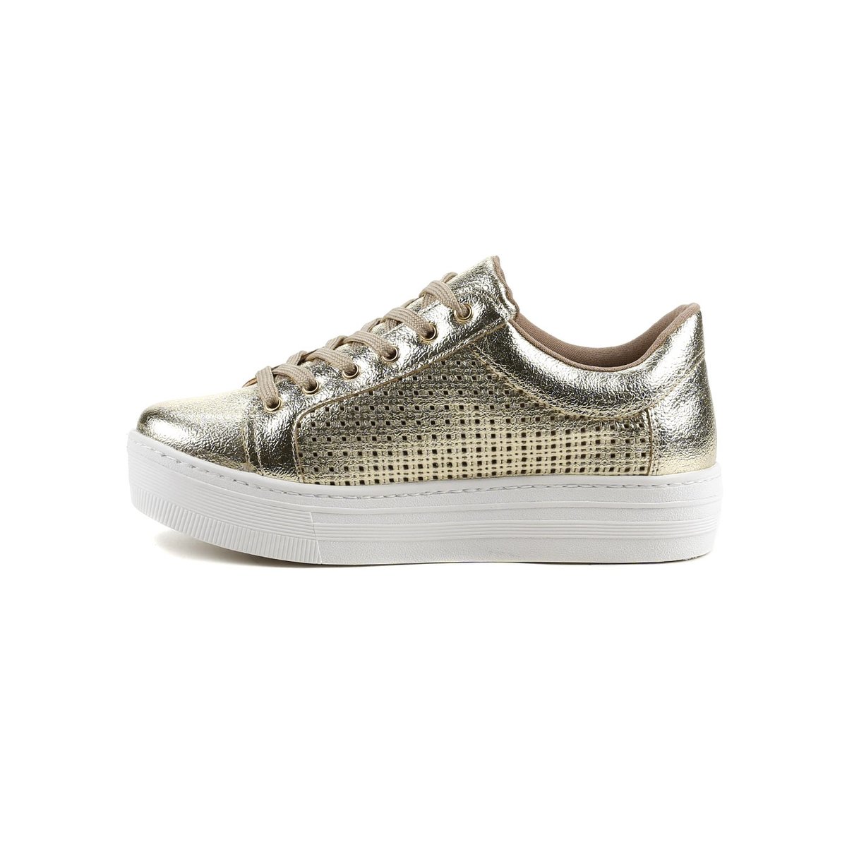 Tênis Feminino Chunky Via Marte Metalizado 21-431 Dourado | Zariff