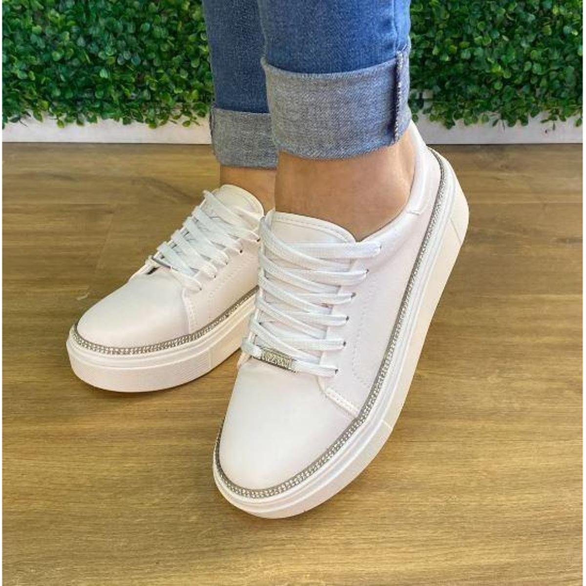 Vizzano Branco Tênis Flatform Feminino Vizzano Feminino Casual