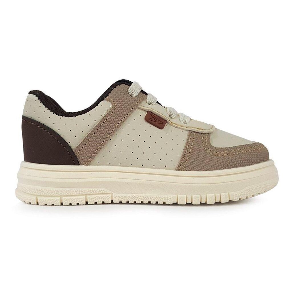 Tênis Casual Jet Kids Bege Cadarço Elástico Infantil Maninos
