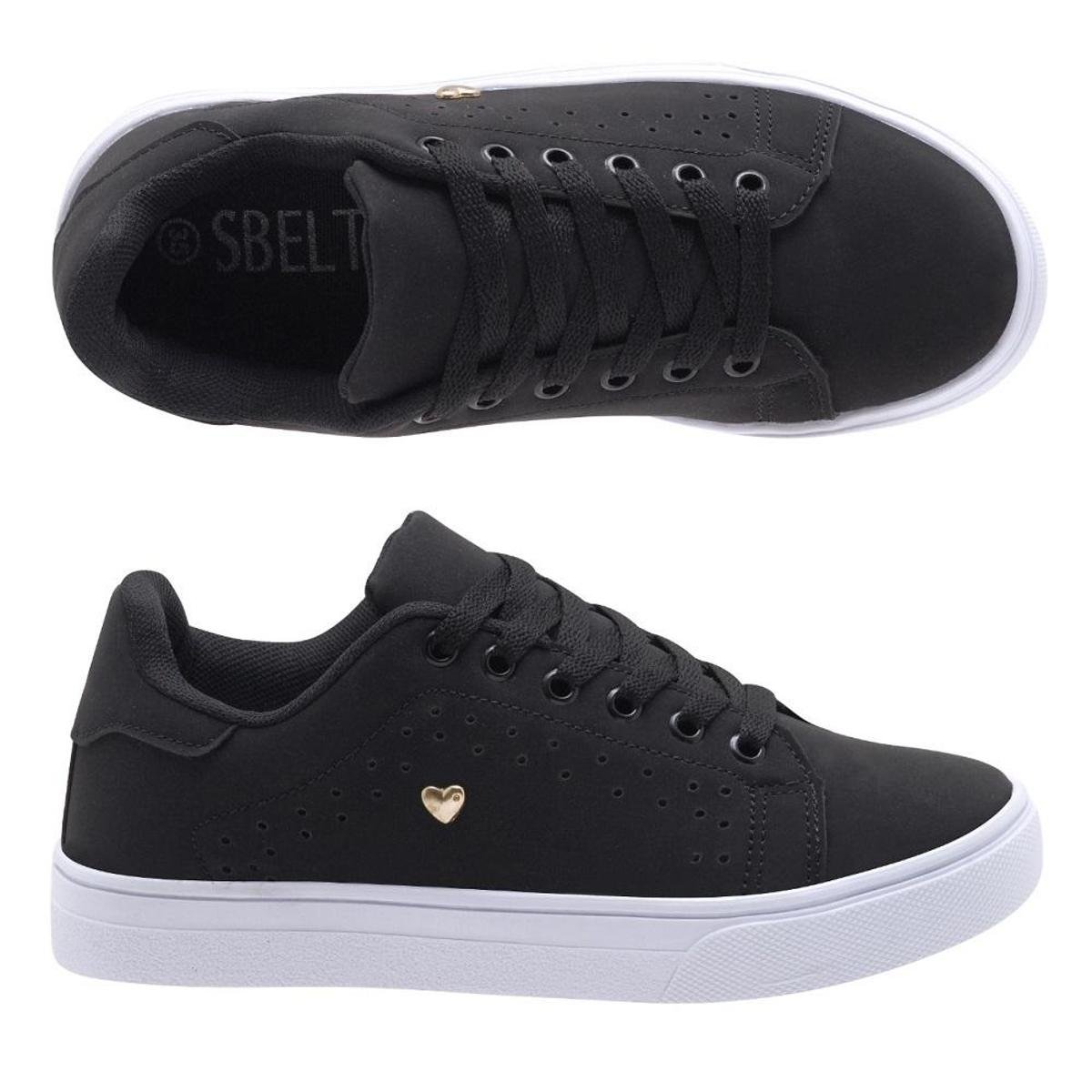 tenis preto cano curto feminino