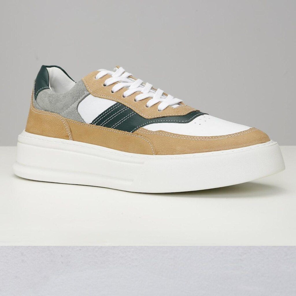 Tênis Casual Masculino Couro Legítimo Confort Sola Alta