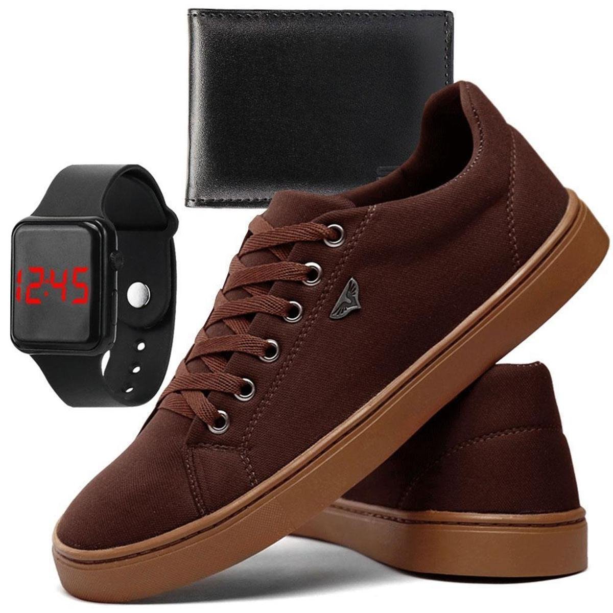 Tênis Casual Masculino Dia a Dia + Relógio + Carteira é ruim? Tênis Casual Masculino Dia a Dia + Relógio + Carteira é boa?