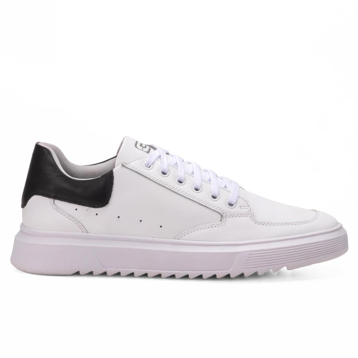 Tenis Casual Masculino em Couro Sola Alta Style - Branco Menor preço em Tenis Casual Masculino em Couro Sola Alta Style - Branco