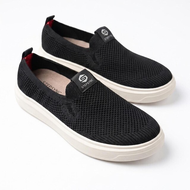 Tênis Casual Masculino Knit Slip On Sem Cadarço Calce Fácil