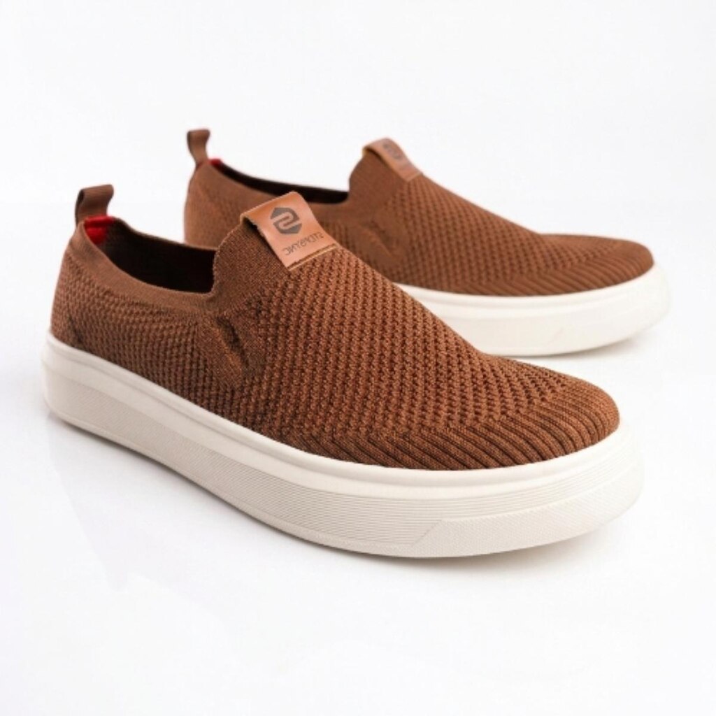 Tênis Casual Masculino Knit Slip On Sem Cadarço Calce Fácil