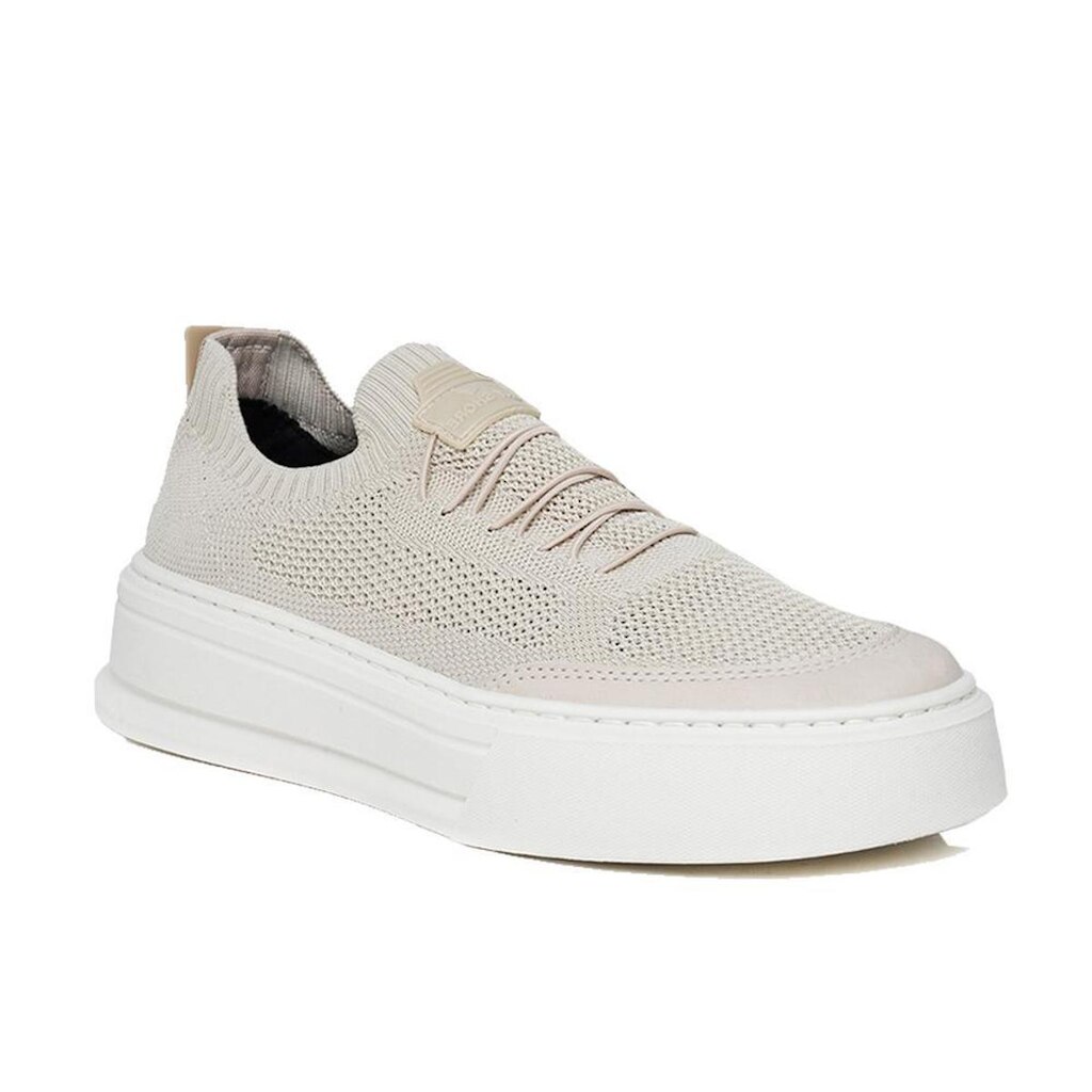 Tênis Casual Masculino Knit Sola Alta Leve e Resistente Bege