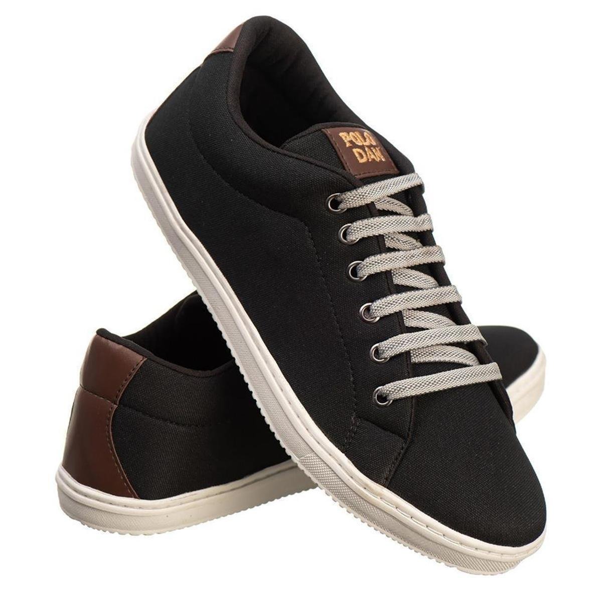 Tênis Casual Masculino Lona Cadarço Conforto Estilo Liso - Preto Menor preço em Tênis Casual Masculino Lona Cadarço Conforto Estilo Liso - Preto