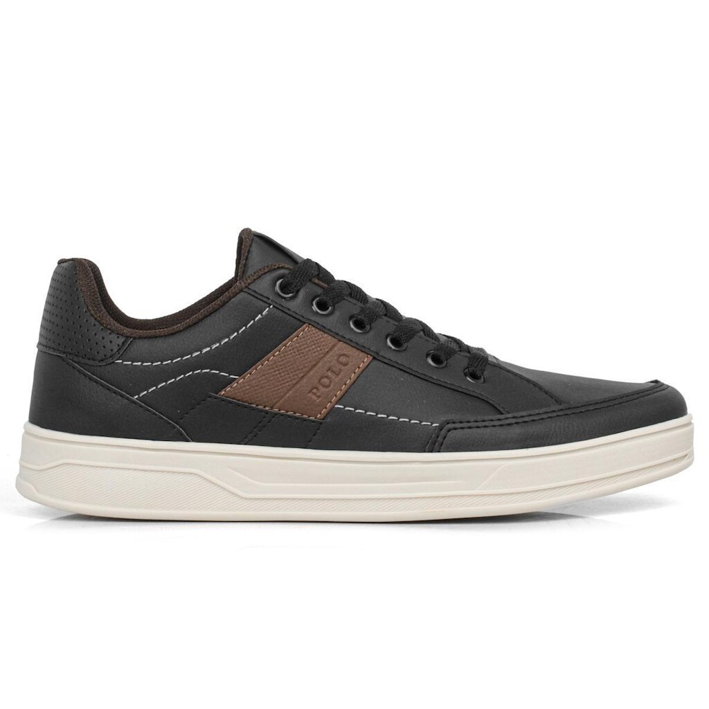 Tênis casual masculino Polo couro sintético confortável