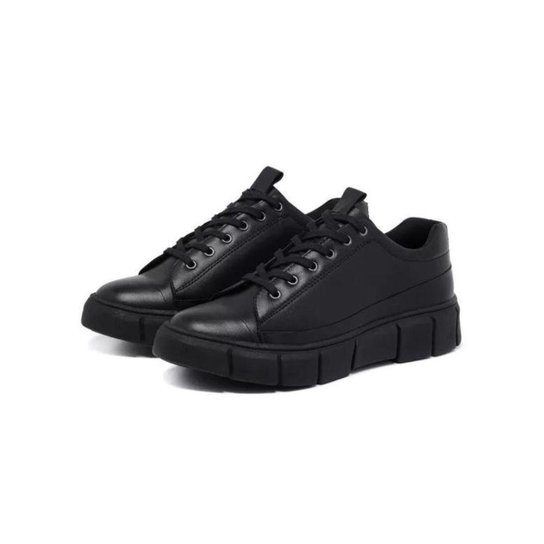 Tenis casual masculino sapatenis cano baixo sola alta de couro legitimo