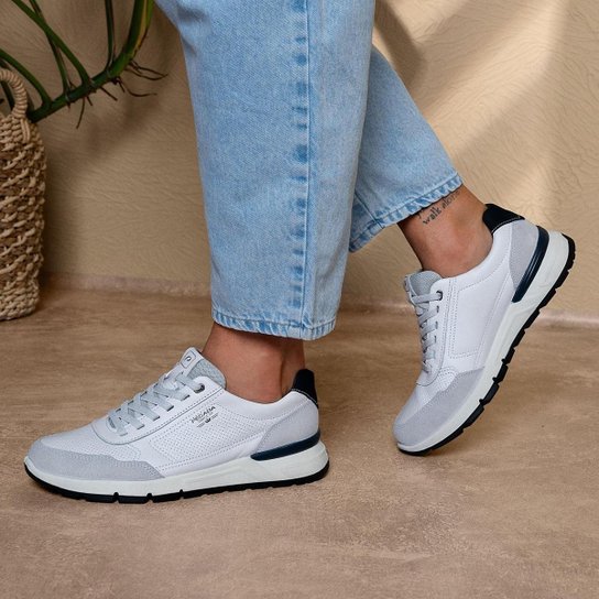 Sapatnis Polo Tênis Masculino Sapatenis Barato Mercado Livre Tênis Casual Pegada Masculino Em Couro Branco 111602-01 Zattini