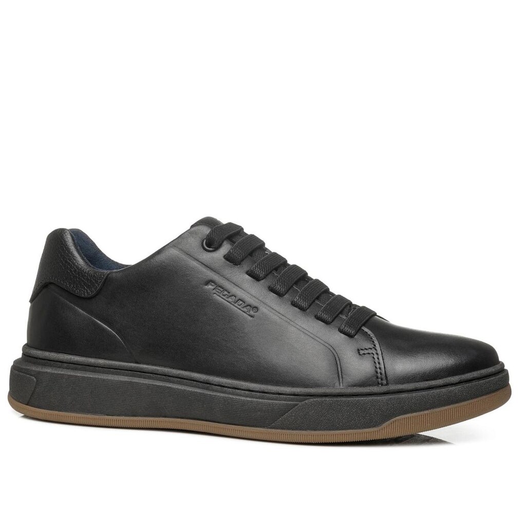 Tênis Casual Pegada Masculino em Couro Preto 111702-11