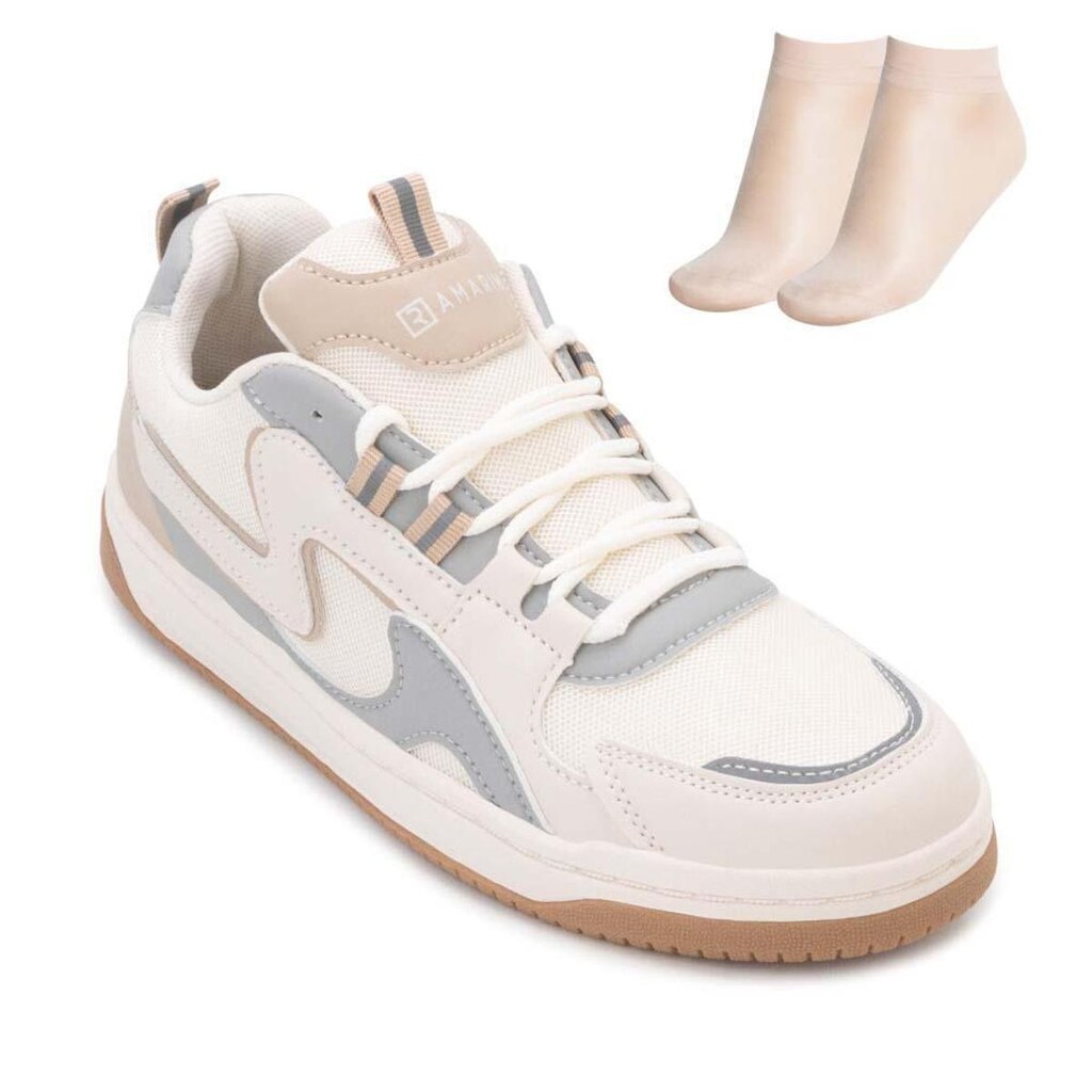 Tênis Casual Ramarim e Meia RM25/256313 Bege/Cinza