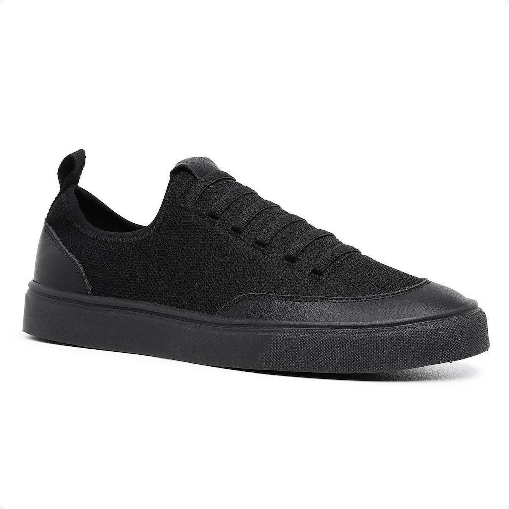 Tênis Casual Sapatênis Preto Cano Baixo Masculino Elástico Confortável