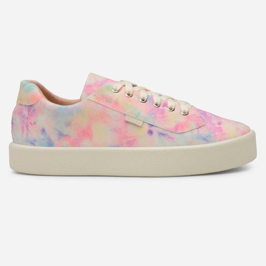 Tênis Casual Sola Alta Lona Tie Dye Feminino Zattini