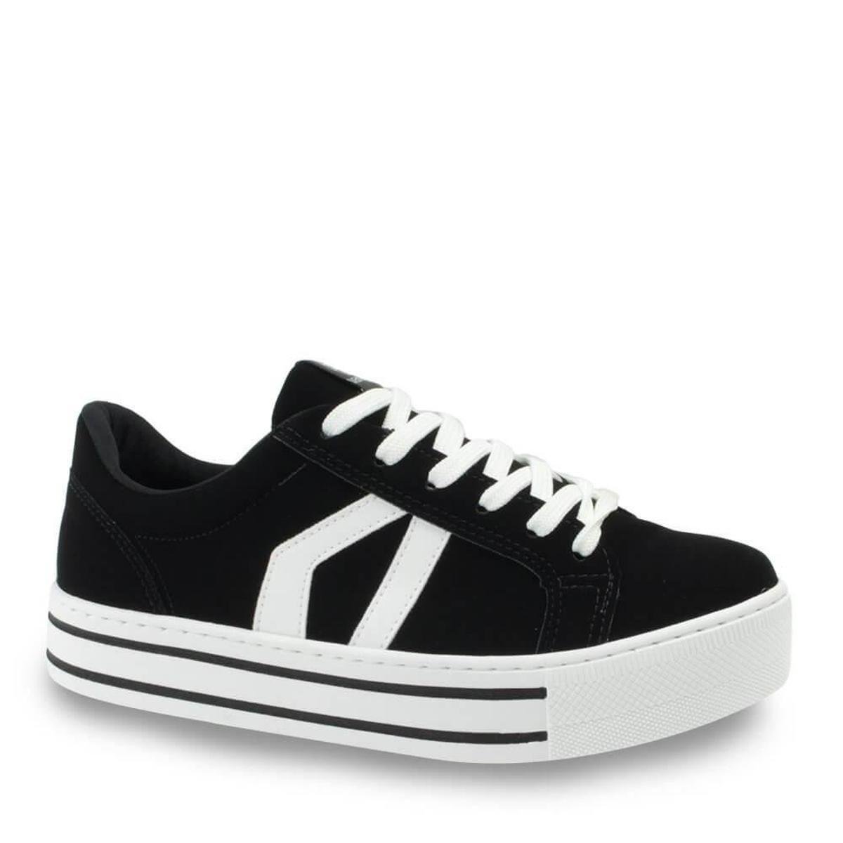 Tênis Casual Via Marte 21-3102 Listras Feminino - Preto | Zattini