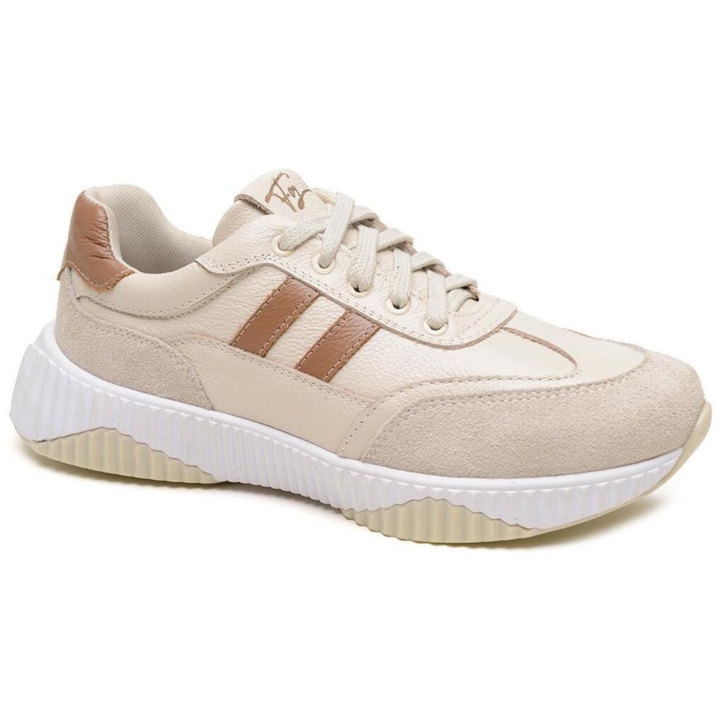 Tênis Chunky Feminino Couro Legítimo Sola Alta Conforto Leve