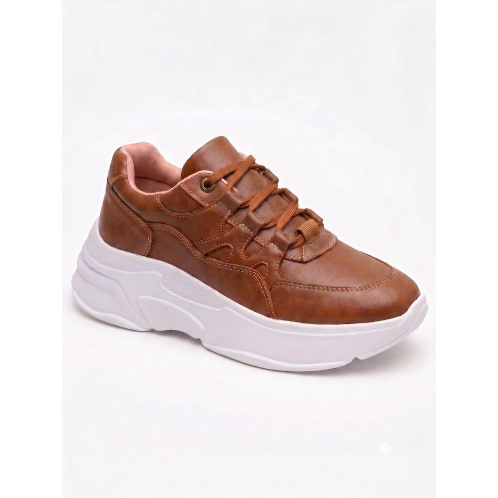 Tênis Chunky Feminino Plataforma Alta Cadarço Conforto Leve