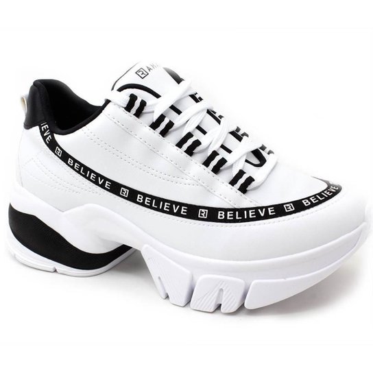 Tenis chunky Ramarim Feminino - Branco+Preto