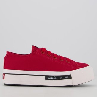 Tênis Coca Cola Daytona Canvas Plataforma Feminino Vermelho