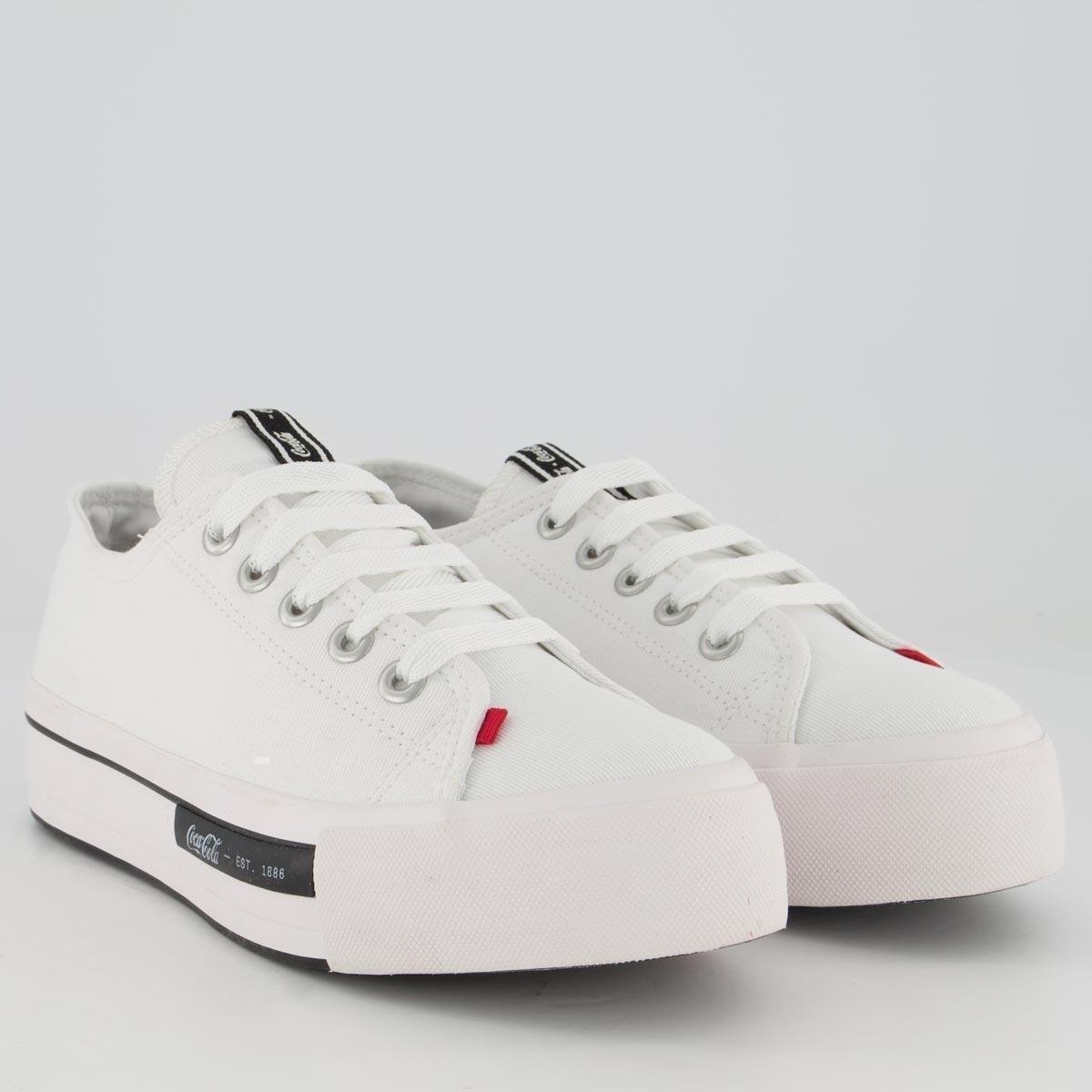 Tênis Coca Cola Daytona Plataforma Feminino Branco - Branco Menor preço em Tênis Coca Cola Daytona Plataforma Feminino Branco - Branco