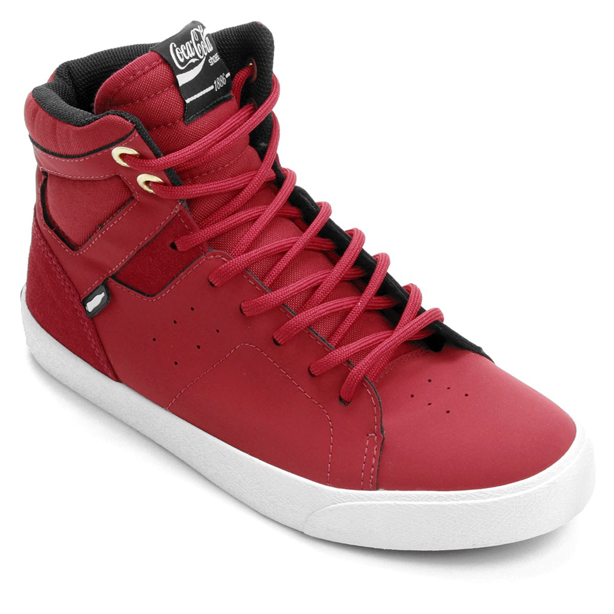 tenis coca cola feminino cano alto vermelho