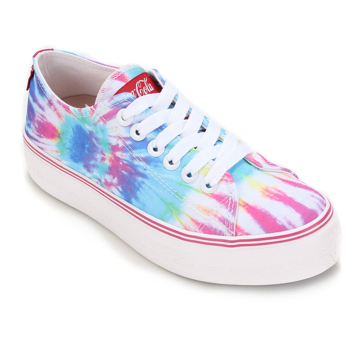 Tênis Coca-Cola Plataforma Tie Dye Feminino - Colorido Menor preço em Tênis Coca-Cola Plataforma Tie Dye Feminino - Colorido