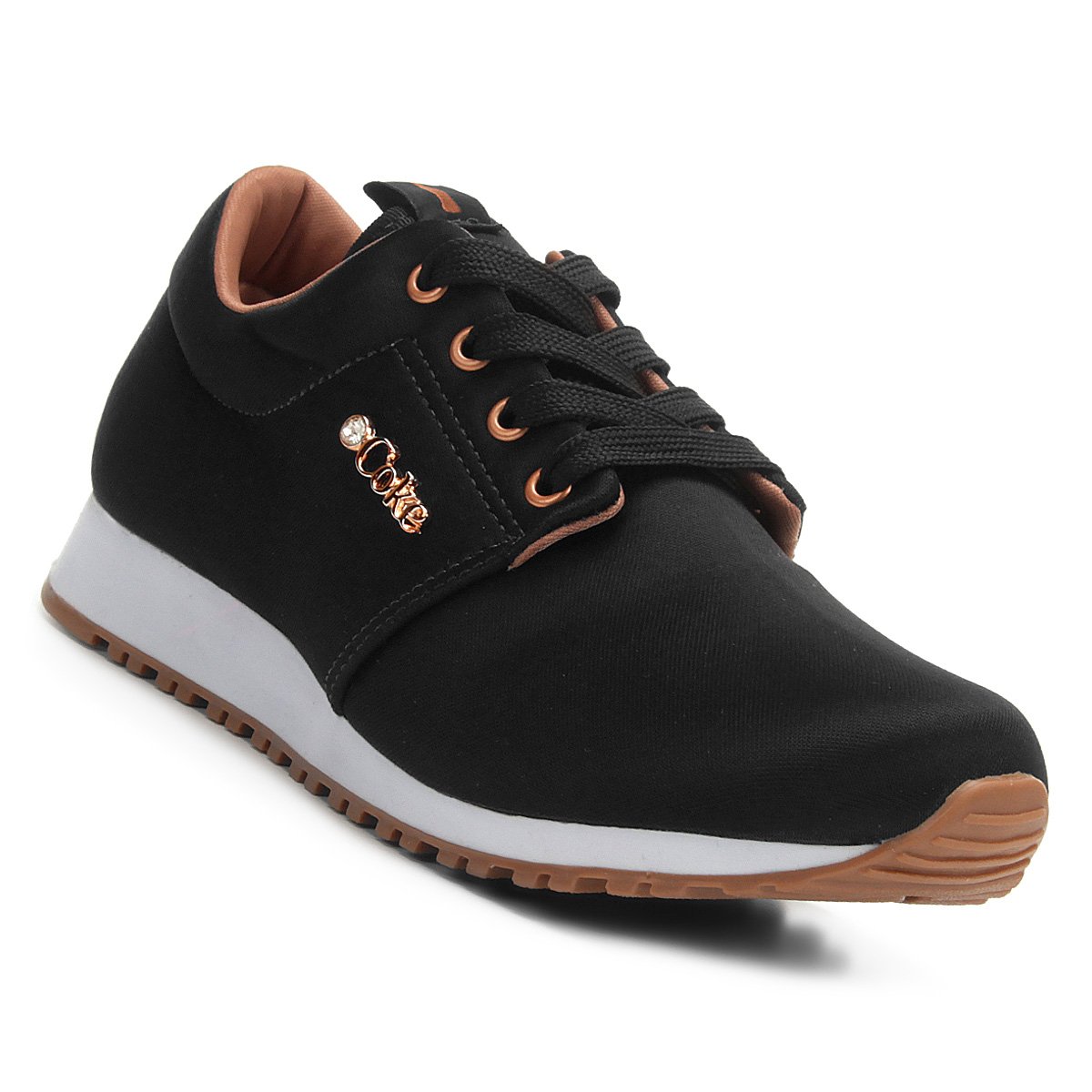 Tênis Coca-Cola Sense Cetim Feminino - Preto+Branco Menor preço em Tênis Coca-Cola Sense Cetim Feminino - Preto+Branco