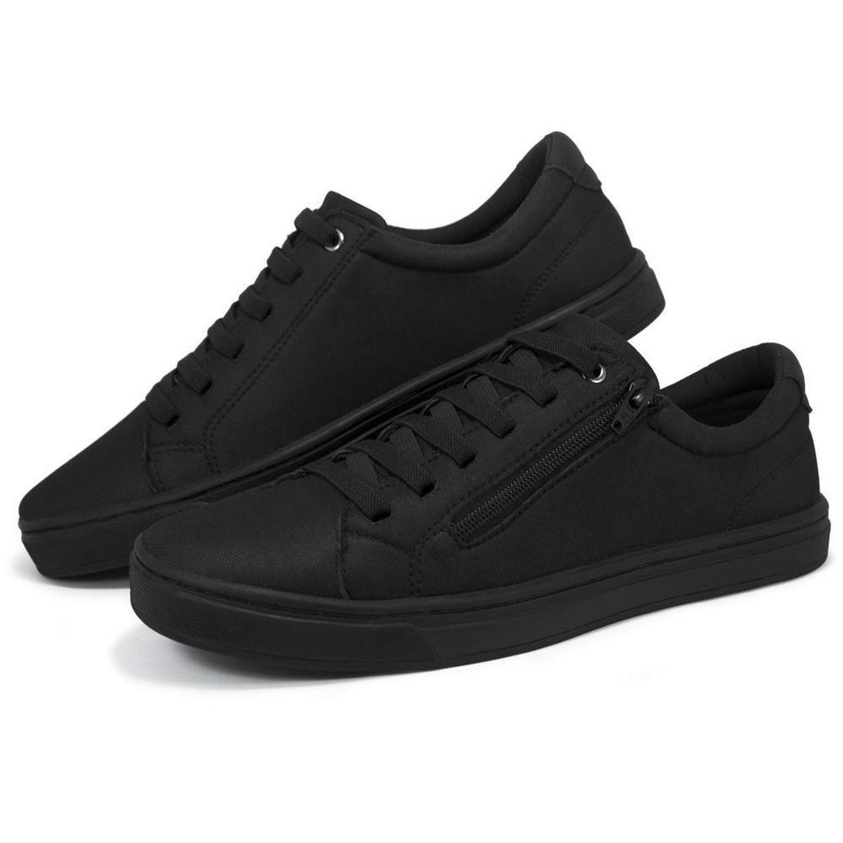 Tênis Com Ziper Lateral ConffortTop Sapatênis Unissex Detalhes de Couro -  Preto | Zattini