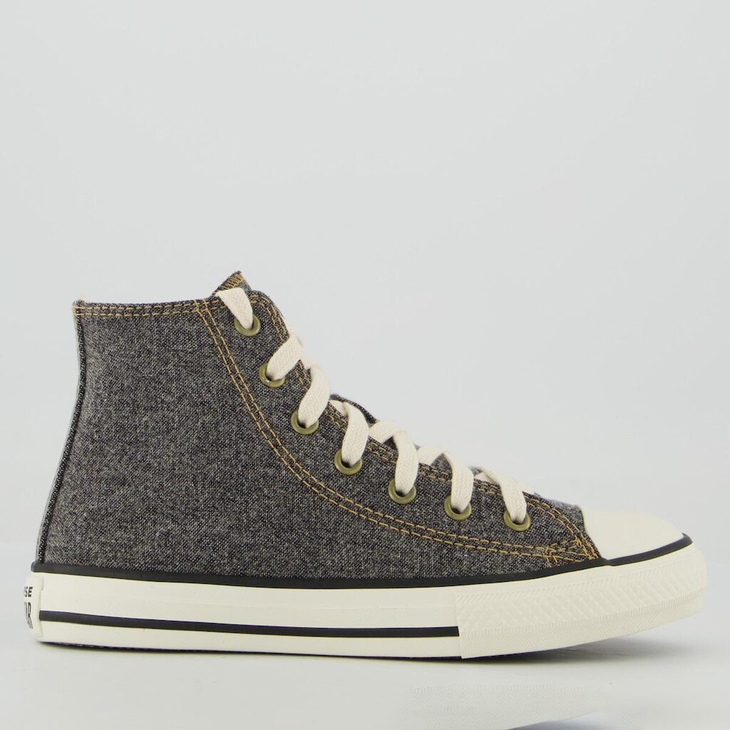 Tênis Converse All Star Chuck Taylor Jeans Cano Alto Juvenil Cinza Escuro