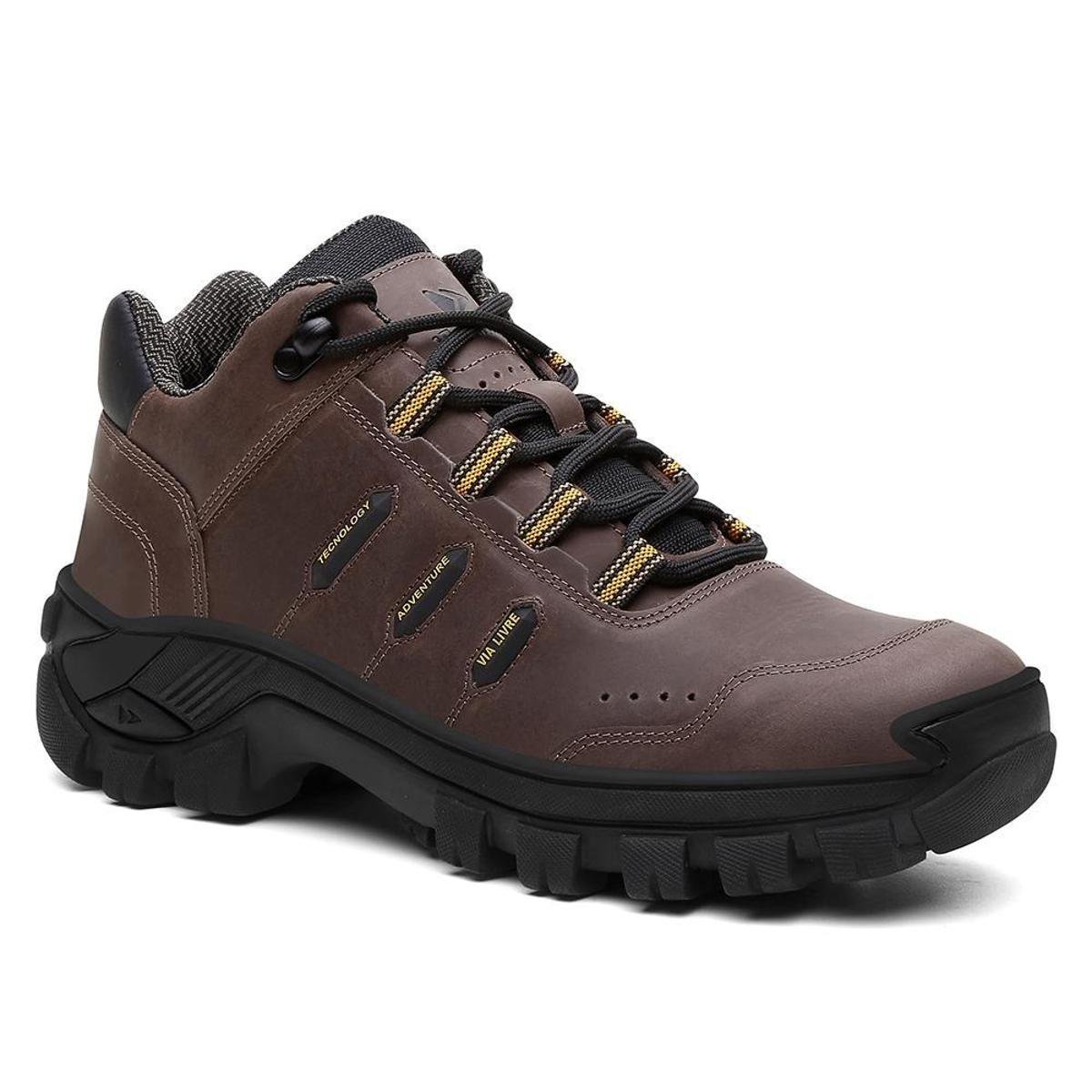 Tênis Coturno Adventure Solado Tratorado Em Couro Bota Cano Baixo Confortável Masculino Menor preço em Tênis Coturno Adventure Solado Tratorado Em Couro Bota Cano Baixo Confortável Masculino