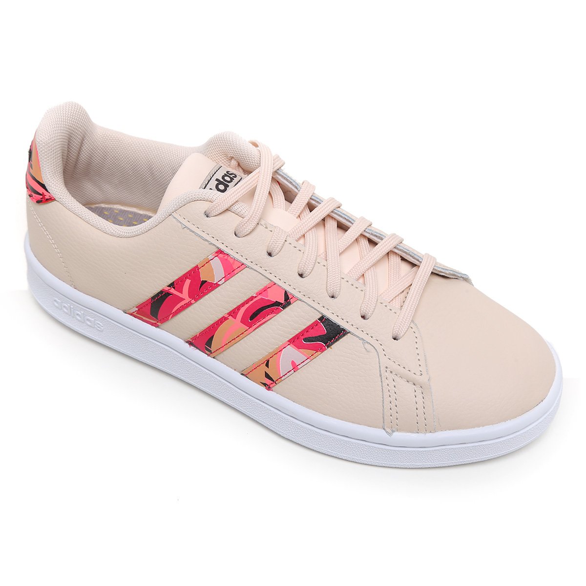Tênis Couro Adidas Grand Court Farm Feminino - Rosa Menor preço em Tênis Couro Adidas Grand Court Farm Feminino - Rosa