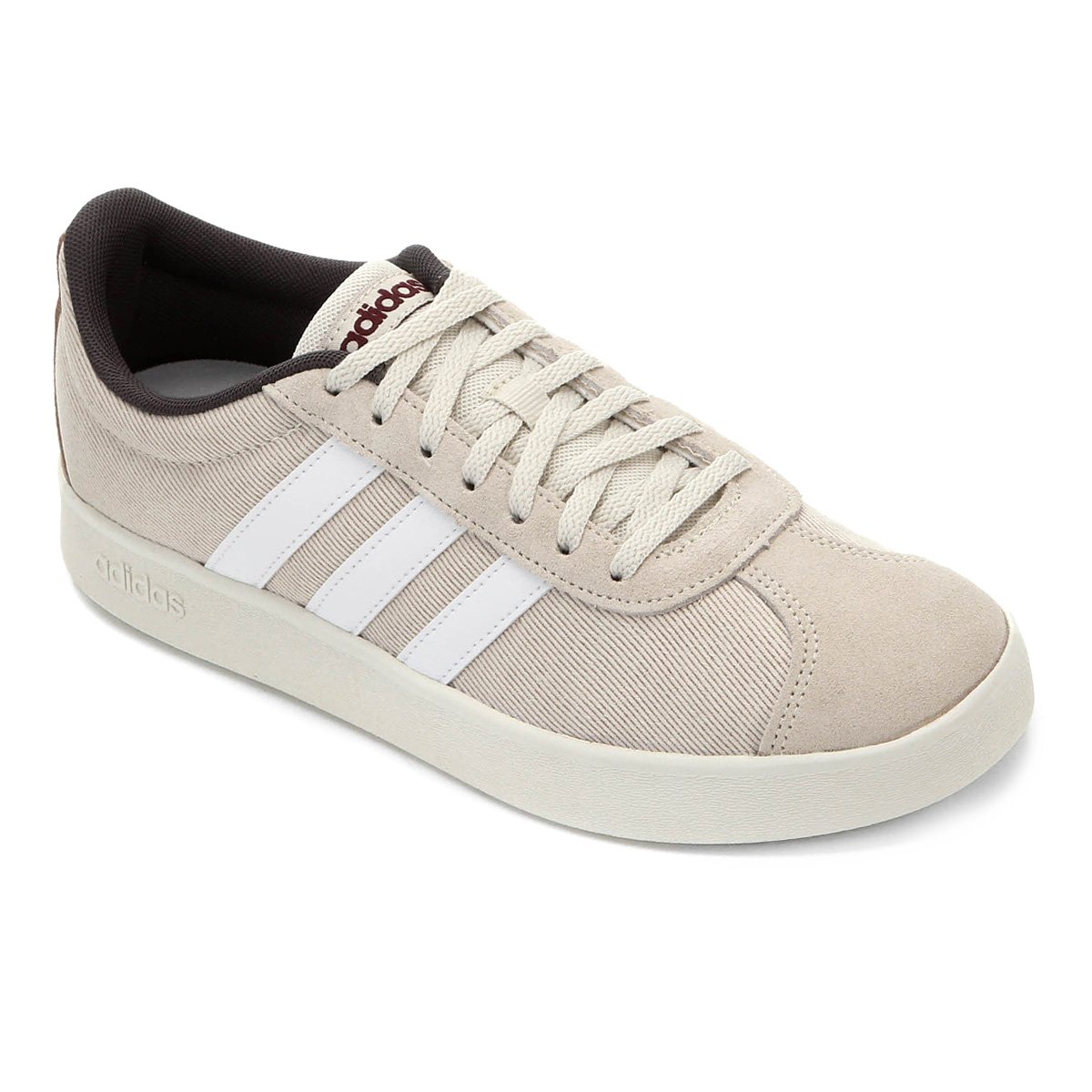 Tênis Couro Adidas Vl Court 2.0 Masculino - Bege+Branco Menor preço em Tênis Couro Adidas Vl Court 2.0 Masculino - Bege+Branco