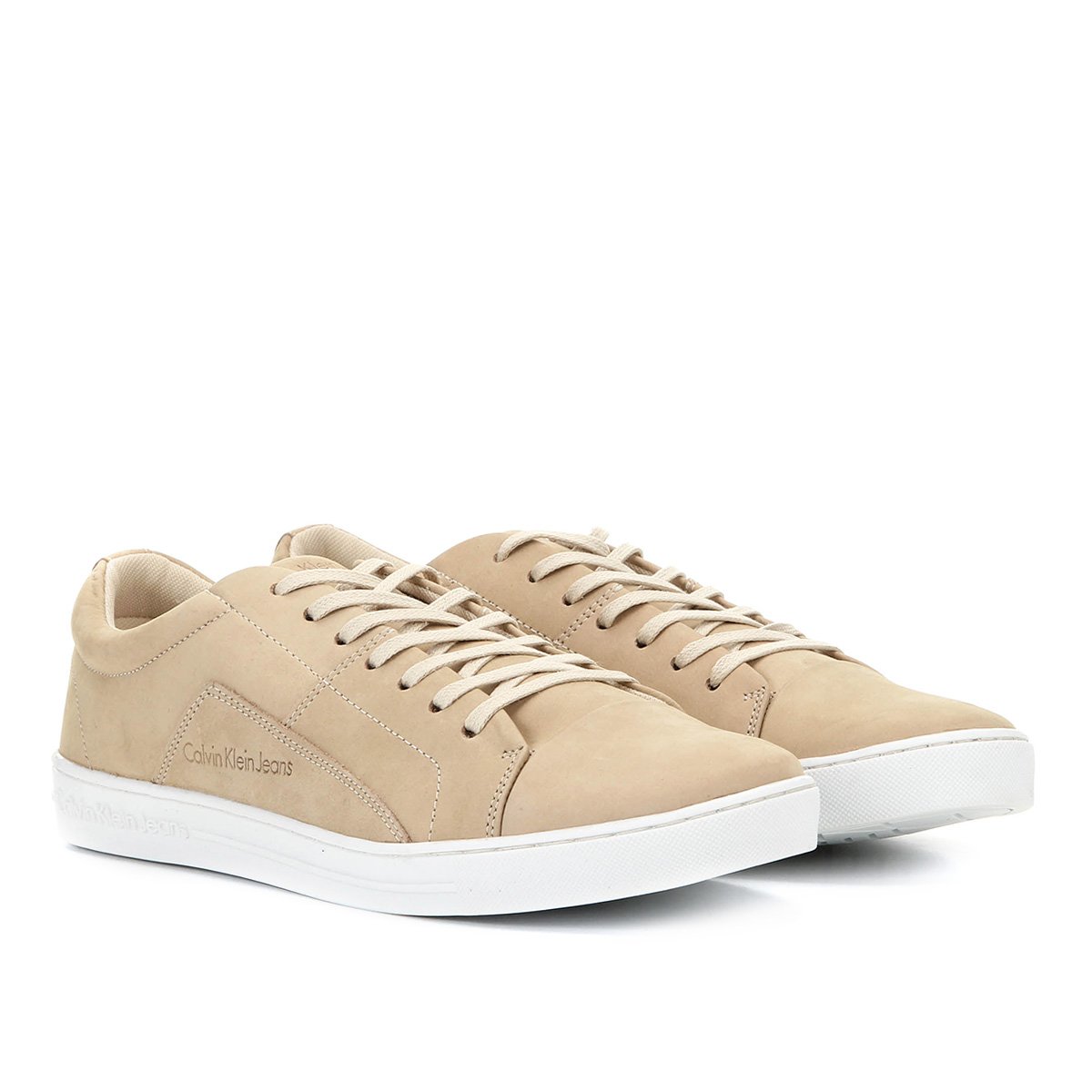 Tênis Couro Calvin Klein Masculino - Off White Menor preço em Tênis Couro Calvin Klein Masculino - Off White