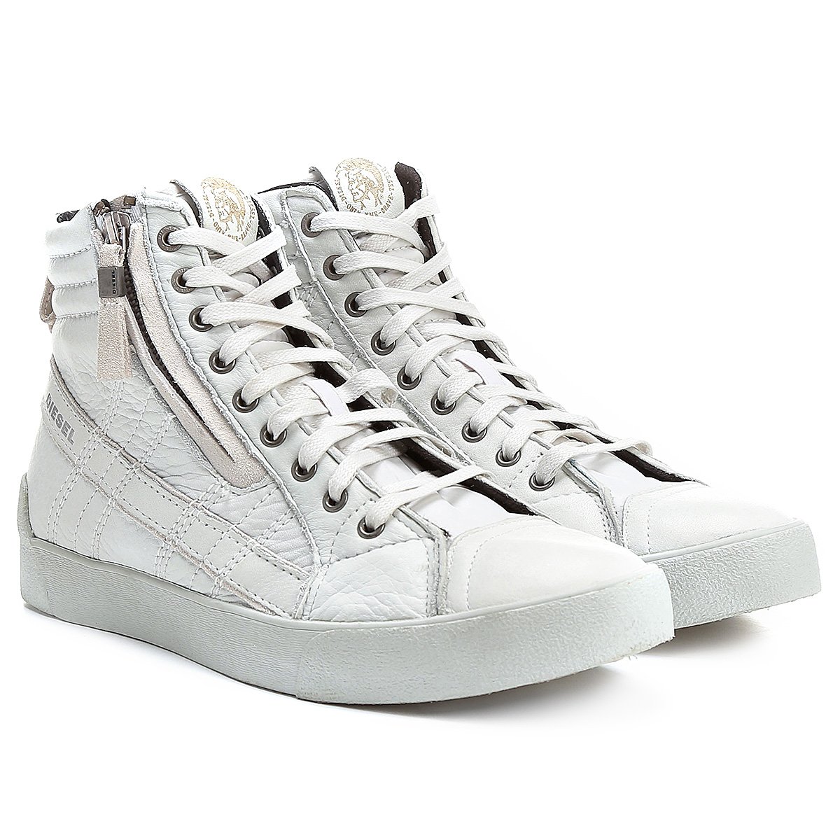 Tênis Couro Cano Alto Diesel D Velows D String Plus Masculino - Branco |  Zattini