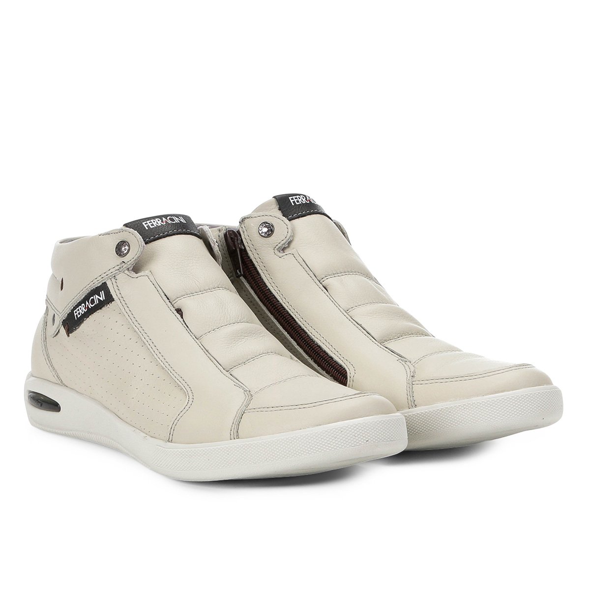 Tênis Couro Cano Alto Ferracini Blady Masculino - Off White | Zattini