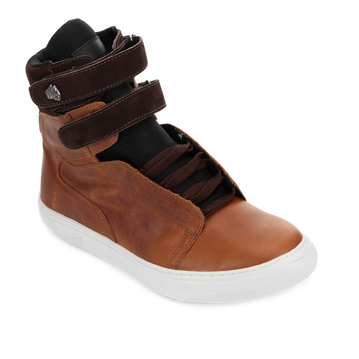 Tênis Couro Cano Alto HardcoreFootwear Duplo Masculino - Marrom | Zattini