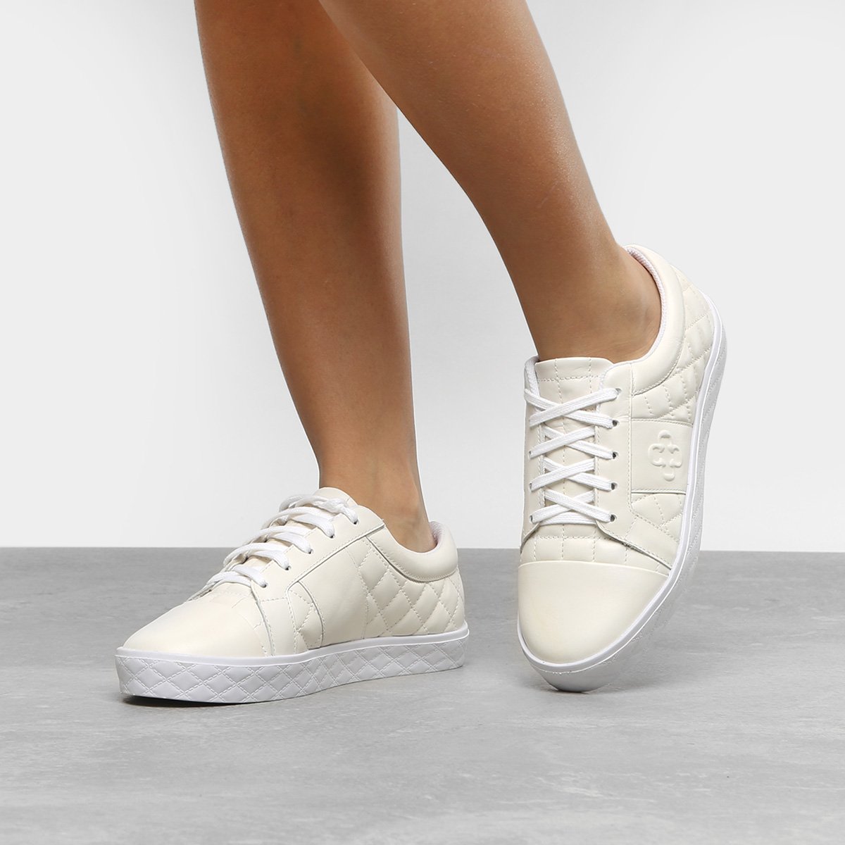 Tênis Couro Capodarte Matelassê Feminino - Off White | Zattini