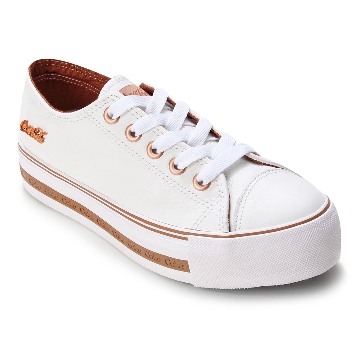 Tênis Couro Coca-Cola Atlanta Plataforma Lt Feminino - Branco Menor preço em Tênis Couro Coca-Cola Atlanta Plataforma Lt Feminino - Branco