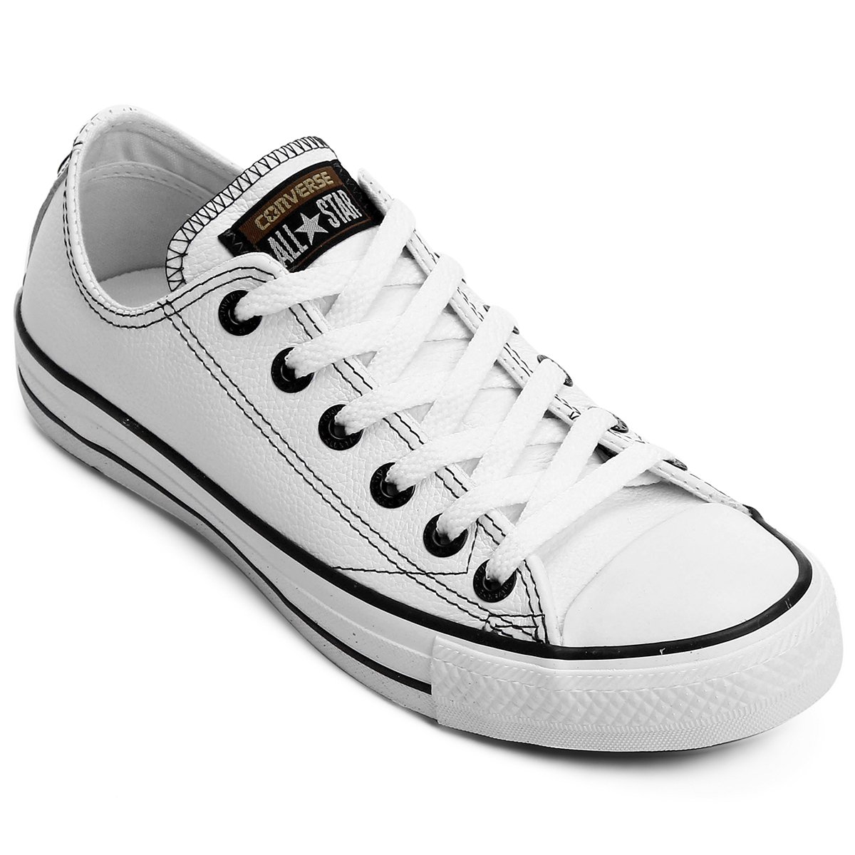 Tênis Couro Converse All Star Ct As European Ox - Branco+Preto Menor preço em Tênis Couro Converse All Star Ct As European Ox - Branco+Preto