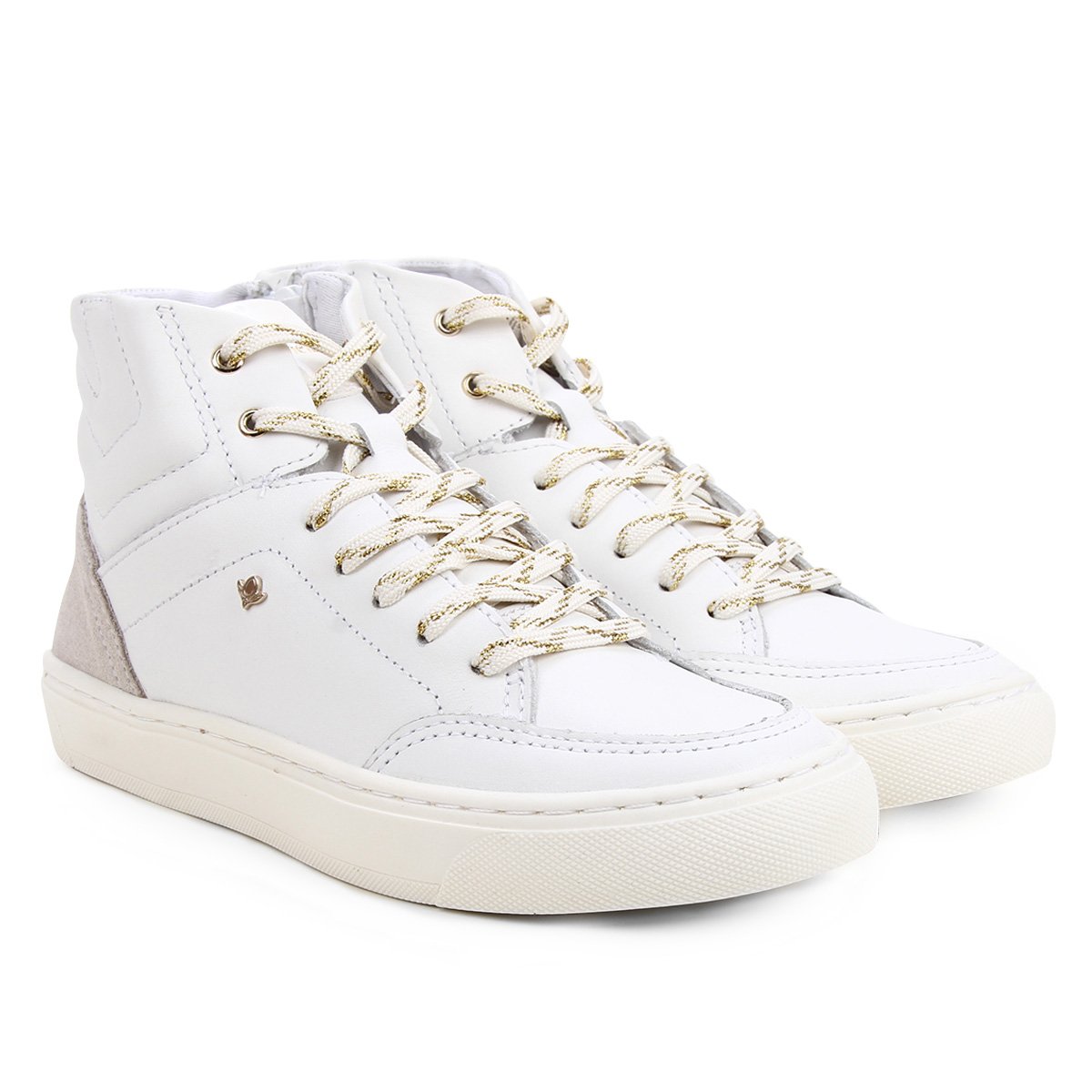 Tênis Couro Cravo & Canela Cano Alto Feminino - Branco Menor preço em Tênis Couro Cravo & Canela Cano Alto Feminino - Branco