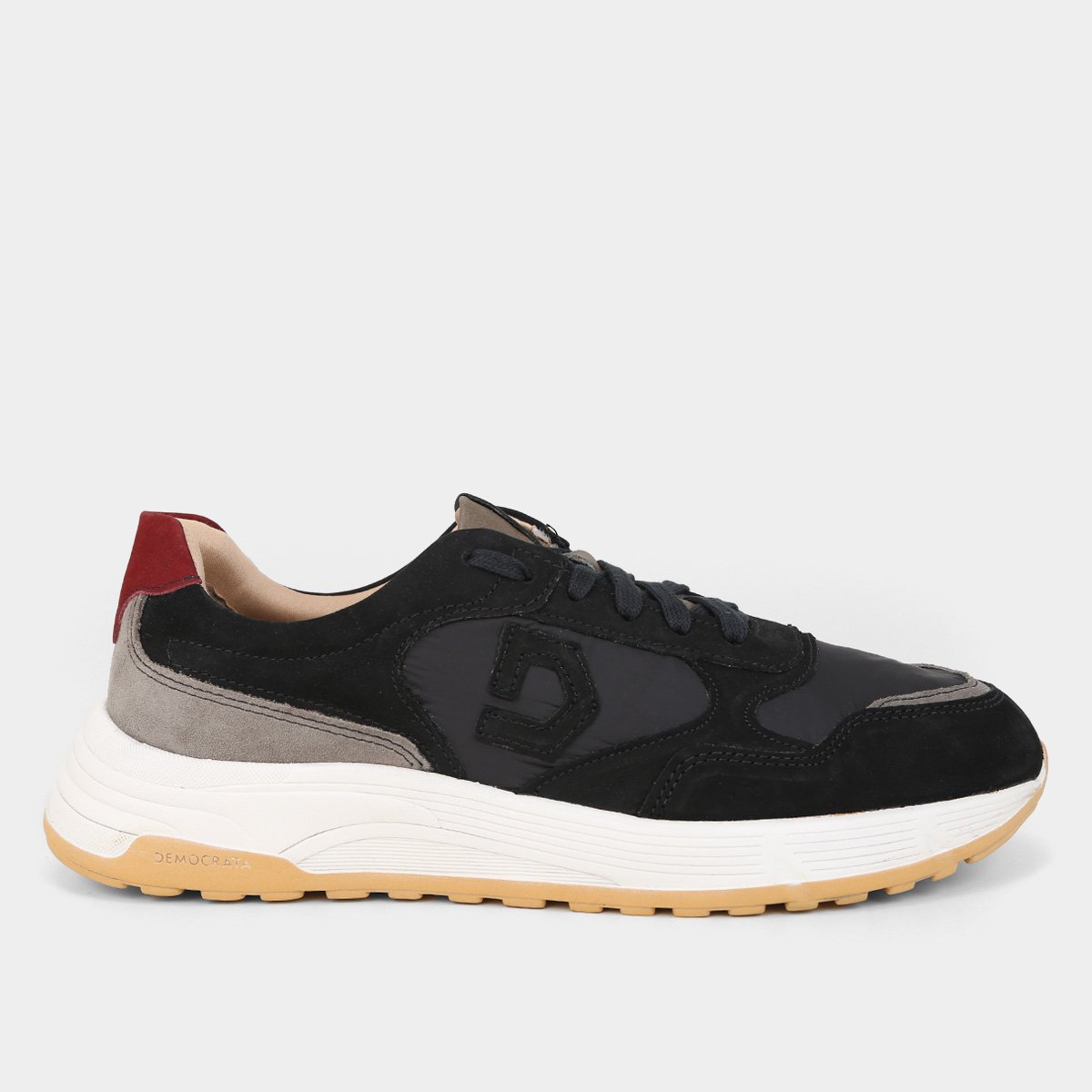 Tênis Couro Democrata Denim Dave Masculino - Preto+Grafite Menor preço em Tênis Couro Democrata Denim Dave Masculino - Preto+Grafite