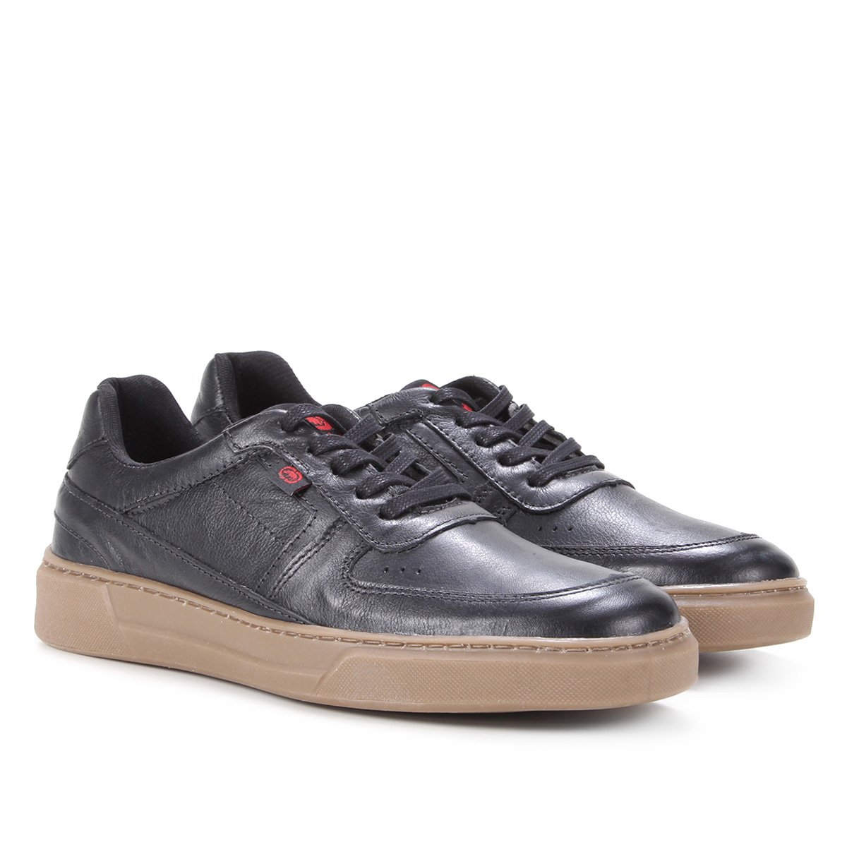 Tênis Couro Ecko Perfuros Masculino - Preto+Bege Menor preço em Tênis Couro Ecko Perfuros Masculino - Preto+Bege