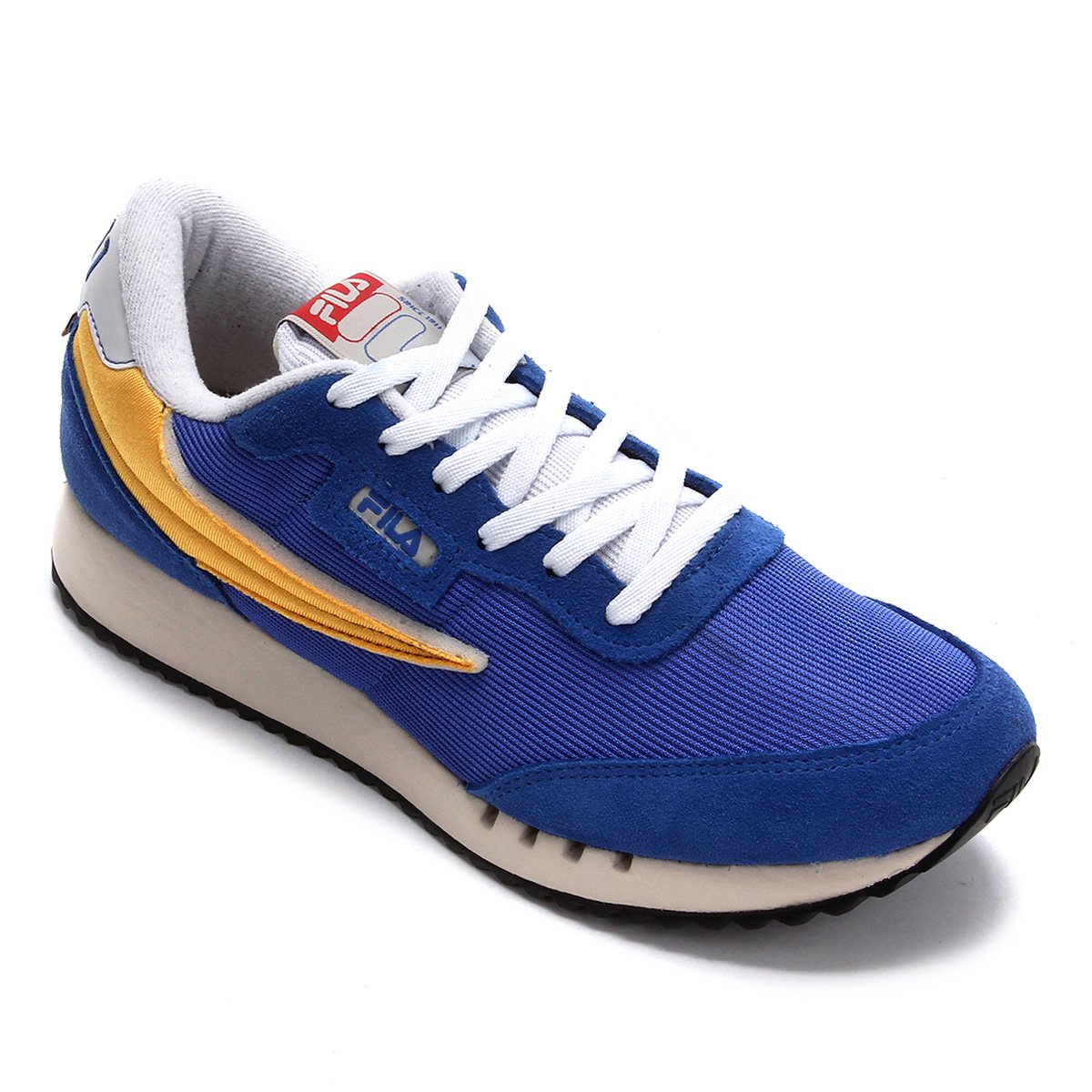 Tenis Couro Fila F-1911 Feminino - Azul+amarelo Menor preço em Tenis Couro Fila F-1911 Feminino - Azul+amarelo