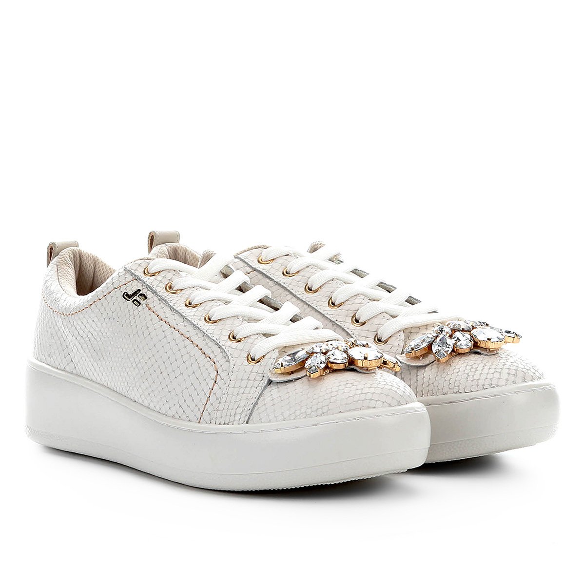 Tênis Couro Jorge Bischoff Pedrarias Croco Feminino - Branco Menor preço em Tênis Couro Jorge Bischoff Pedrarias Croco Feminino - Branco