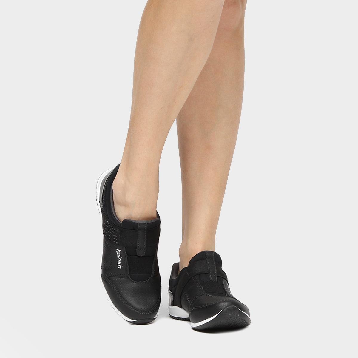 tênis couro kolosh cadarço elástico strass feminino